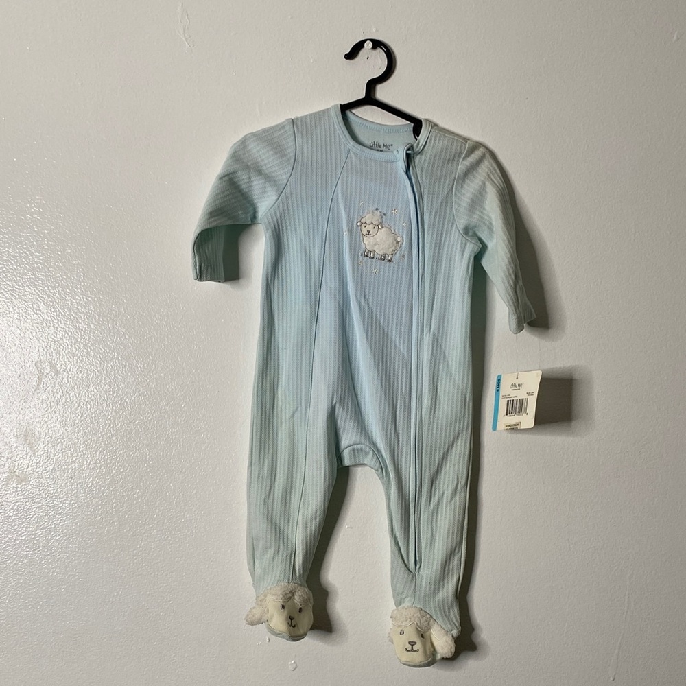 Baby Blue Lamb Footed One-Piece Pajamas
